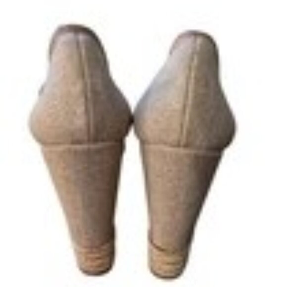 Tory Burch Majorca Canvas Espadrille Wedge Peep Toe Shoes Size 40 - 9-9.5M - Picture 3 of 5